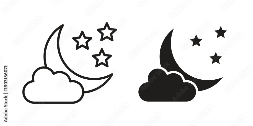 Naklejka premium Cloud moon icon vector. EPS 10 editable vector bundle