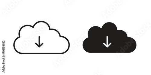 Cloud download icon vector. EPS 10 editable vector bundle
