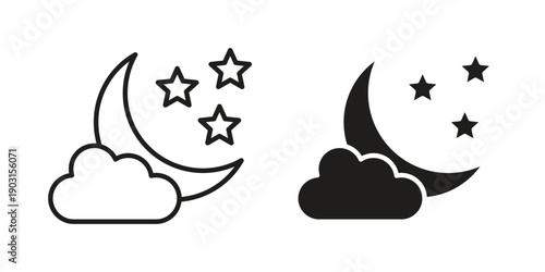 Cloud moon icon vector. EPS 10 editable vector bundle
