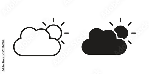 Cloud sun icon vector. EPS 10 editable vector bundle