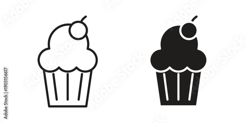 Cupcake icon vector. EPS 10 editable vector bundle