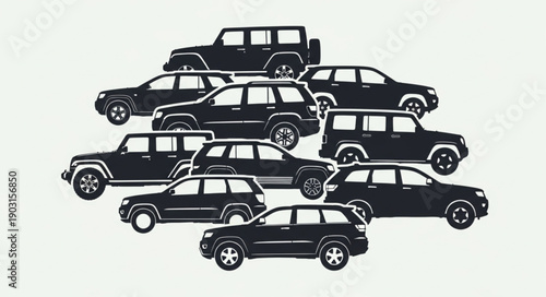 Collection of diverse SUV vehicles parked together in a group.