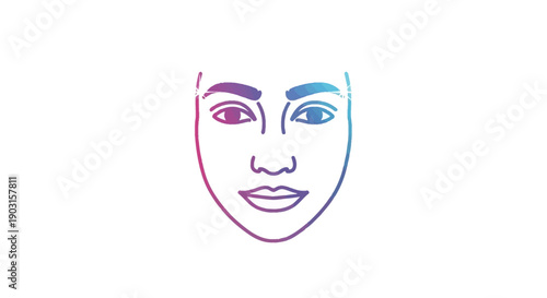 Vibrant gradient line art portrait illustrating a minimalist human face in abstract style with