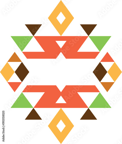 Tribal motif label in colorful mexican indian style