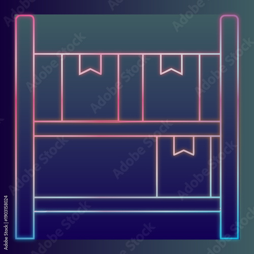 Neon Bed Frame Glow Illustration, Furniture Design Element, Interior Decor Vector