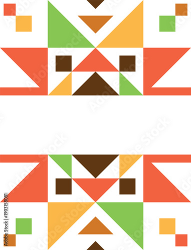 Ethnic logo with aztec ornament. Color tribal label