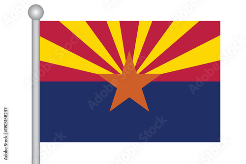 Vector Flag of Arizona with a flagpole