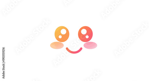 Cute kawaii style smiling face illustration with gradient colors on a pristine white background