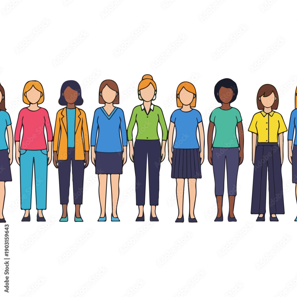 Fototapeta premium Diverse group of women standing together in a row