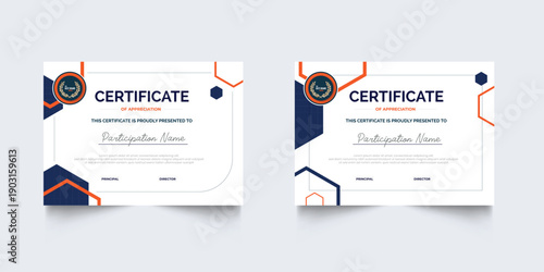 Set of Certificate template with modern corporate design concept. Certificate of achievement for award, business recognition, diploma, online courses and much more