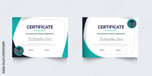 Set of Certificate template with modern corporate design concept. Certificate of achievement for award, business recognition, diploma, online courses and much more