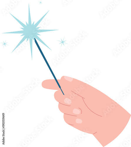 Sparkler in human hand. Party holiday celebration icon