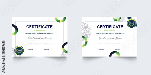 Set of Certificate template with modern corporate design concept. Certificate of achievement for award, business recognition, diploma, online courses and much more