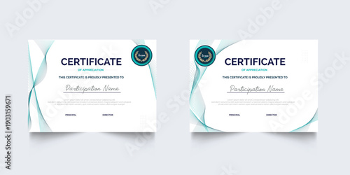 Set of Certificate template with modern corporate design concept. Certificate of achievement for award, business recognition, diploma, online courses and much more