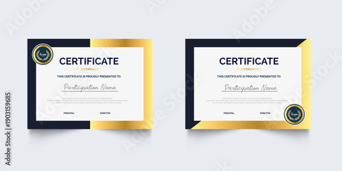 Set of Certificate template with modern corporate design concept. Certificate of achievement for award, business recognition, diploma, online courses and much more