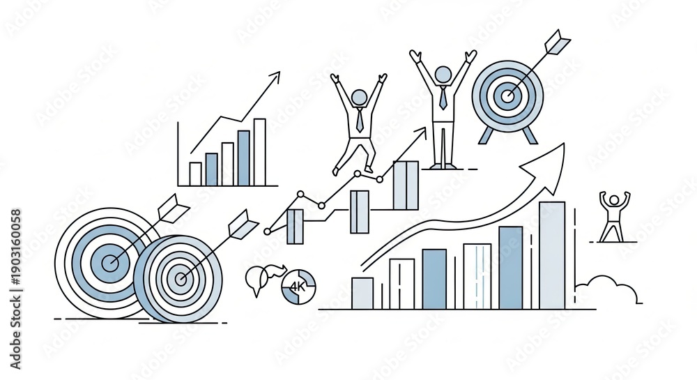 Fototapeta premium Achieve Your Goals Business Growth and Success Illustration
