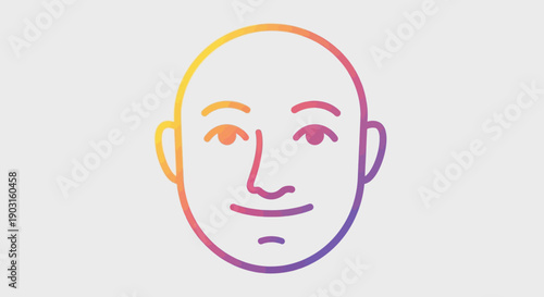 Colorful gradient line art illustration of a minimalist human face icon or avatar with a simple