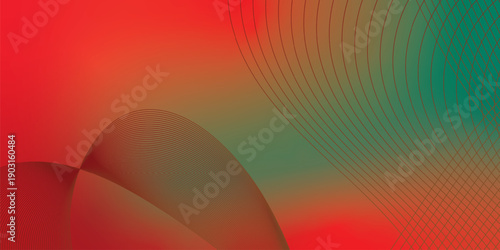 Abstract teal green and red shape gradient background with grainy noise texture