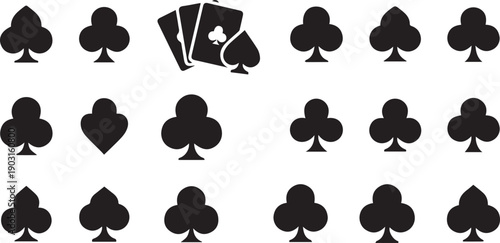 Playing Card Spade Club Symbol Icon Set