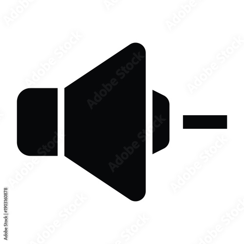 Low Volume Mute Vector Icon, User Interface Related Solid Style Vector Icon.