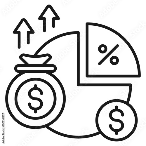 Profit Margin Outline Icon Vector Illustration
