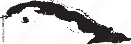 Cuba Silhouette Map Vector Transparent Background Vector.