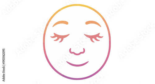 A serene and calm face illustration with closed eyes and a gentle smile in vibrant gradient colors