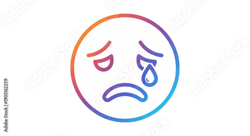 Crying emoji icon illustrating sadness and emotional distress with a vibrant gradient outline