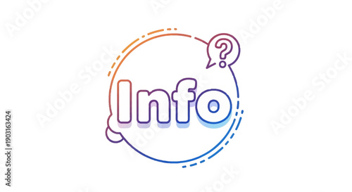 Modern Gradient Line Art Info Icon with Question Mark for Digital Information and Queries