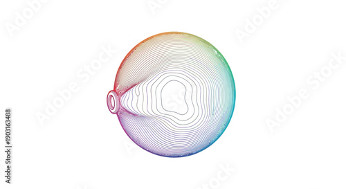 Vibrant abstract human eye cross-section with rainbow colors illustrating vision and perception
