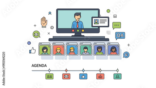 Efficient Virtual Meeting Platform for Online Collaboration with a Structured Digital Agenda and Remote Participants