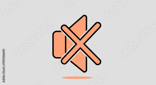 Mute icon illustration with sound off symbol representing silence or disabled audio function
