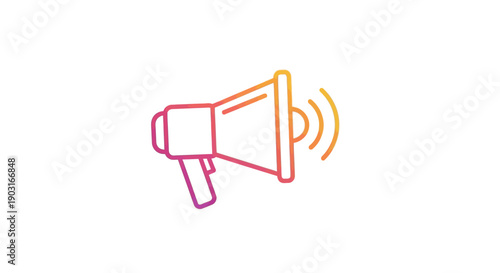 Vibrant gradient megaphone icon symbolizing important announcements, marketing, and public