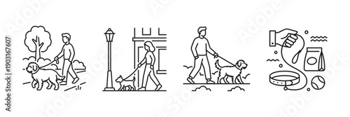 4 Sets of Dog Walking and Essential Pet Care Supplies