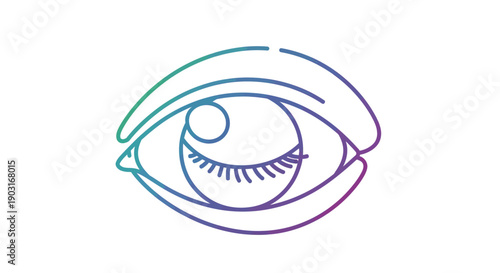 Minimalist gradient line art of a human eye with closed lids representing peace and mindfulness