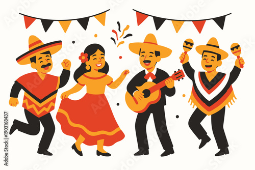 Joyful Mexican Fiesta Celebration with Dancing and Music