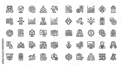 Business Icons Set: Strategy, Finance, Planning, Analytics, Workflow, Management