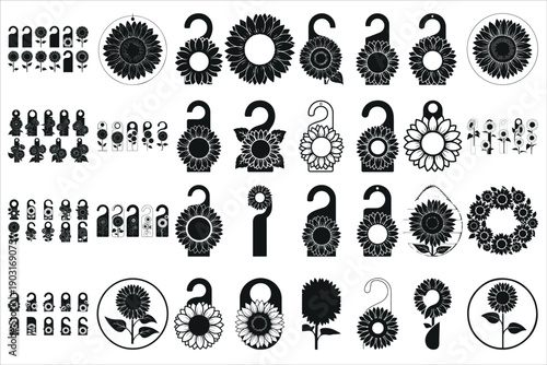 Cheerful sunflower door hanger design featuring a bold floral silhouette perfect for front door decor, farmhouse crafts, welcome signs, seasonal decorations, and DIY projects