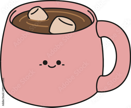 vector of hot cocoa with floating marshmallows in a mug
