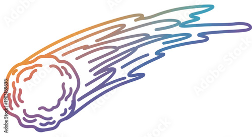 Vibrant gradient meteor comet illustration with fiery tail streaking through celestial space