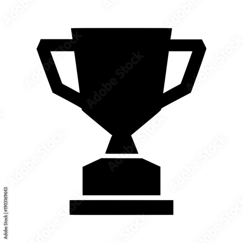 Black and white trophy cup illustration with a bold and simple design