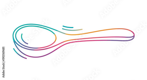Colorful abstract spoon design dynamic gradient line art cutlery illustration modern vibrant