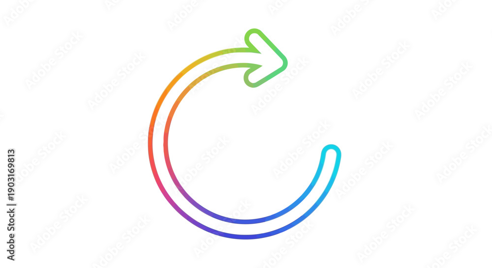 Fototapeta premium Colorful refresh loop arrow symbol representing continuous progress and circular motion with a