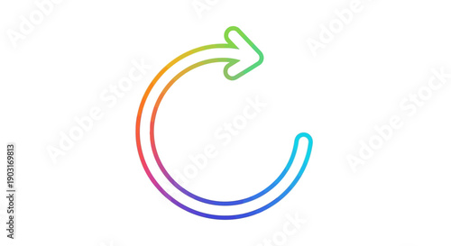 Colorful refresh loop arrow symbol representing continuous progress and circular motion with a