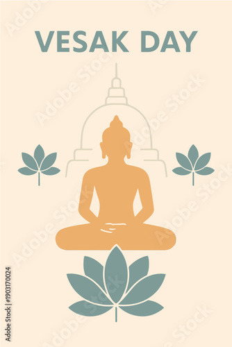 Vesak Day Buddha Meditation with Lotus Flowers