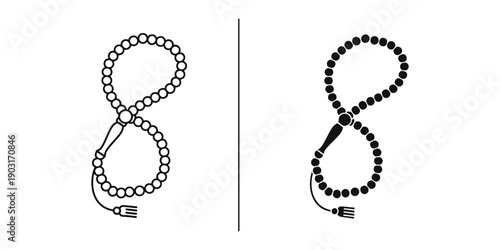 Rosary beads in infinity loop with crucifix prayer beads