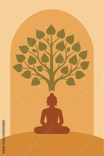 Buddha Meditating Under the Bodhi Tree