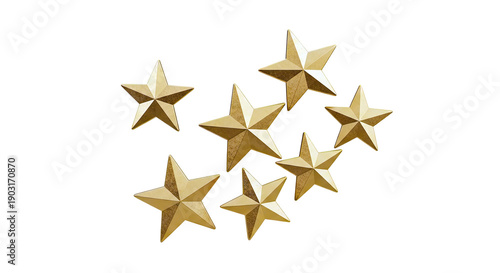 Group of Golden Stars on White Background