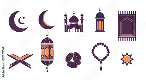 Ensemble Essentiel de Symboles Sacrés du Ramadan