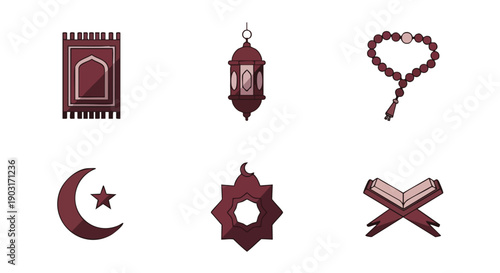 Icônes Duotone Géométriques Minimalistes de Sajadah Ramadan